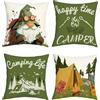 Joymaison Federe per Cuscini Divano 45x45 Set di 4 Verde Camper Campeggio Federa Copri Cuscino Gonome Camping Accessori Federe Confezione Copricuscini Quadrati per Camera da Letto Divano