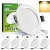 Forepin Faretti LED da Incasso per Cartongesso, 5W 450LM Luci da Soffitto Interno, Luce Caldo 3000K Ultrasottili IP44 Faretto Led Incasso per Bagno, Diametro Foro Ø68-80mm, AC 220-240V, Set di 6