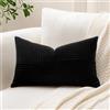 Sungeek 1 Pezzi Federe Cuscini 40x60 in Morbido Velluto a Coste, Fodere per Cuscini Decorativi con Motivo a Strisce e Patchwork Croce Copricuscini Cuscino per Divano Letto Soggiorno, Nero
