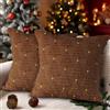 Lanpn 2 Pezzi Fodere Cuscini Natalizie 50x50cm, cuscini invernali in peluche Copricuscini Decorativi Coperture per casa soggiorno camera da letto divano letto (Stella Albero di Natale, Marrone)