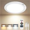 Demkia Plafoniera LED Soffitto con Sensore di Movimento, Ricaricabile Lampade Senza Corrente Senza Fili Lampada a Batteria 3 temperature con telecomando Bagno Luce, per Cameretta Cucina Balcone Garage