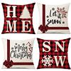 Sungeek Set di 4 Federe per Cuscino Natale Federe Cuscini per Divano Decorativi in Lino Fodere per Cuscini di Natalizi Copricuscini Divano per Decorazioni Natalizie (40x40cm, HOME/SNOW)