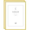 Veelot® 2x Cornice per Foto DIN A2 42x59,4cm,Alluminio Metallo dorato,Passepartout 30X42cm,oro Cornice 42x60 grande per Foto Disegni per Bambini,Diplomi e Poster - Solo espositore da parete