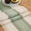 Miuyunya Runner Tavola Moderno in Lino Cotone, Centrino Rettangolare Macramè Boho Vintage Matrimoni Decorazione Table Runner per Doccia Nuziale di Nozze Tavola da Pranzo 30 × 183 cm Bianco Verde