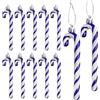 DAHI 12 Pezzi Decorazioni per Albero di Natale, Bastoncini di Zucchero Natalizi, da Appendere, Plastica Candy Cane Decorazioni Albero di Natale (Blu-A)