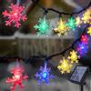 Fohil Catena Luminosa Solare, 12M 100 LED Fiocco di Neve Luci Solari Esterno 8 Modalità IP65 Impermeabile Decorazioni Esterni per Natale Festa Halloween Giardino