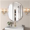 NEUWEABY Specchio da bagno da parete, 75x 90 cm specchio da bagno con bordo smussato irregolare, specchio da parete con bordo smussato, specchio decorativo da parete senza cornice