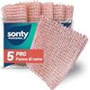 Sonty Panni in rame 5 pezzi - Strofinacci ecologici dall'Austria senza chimica | Spugna per cucina e casa | Lavette per vetroceramica, pentole, padelle e acciaio inox | Lavabile 15x15 cm