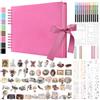 DazSpirit Album Fotografico Personalizzabile Scrapbook, 80 Pagine DIY Album Foto con Copertina Rigida, con 12 Pennarelli e Adesivi, Regalo per Anniversario, Compleanno, Viaggi, Bambino, Rosa Rosa