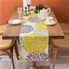 Cheekywares Runner Tavola Primaverile Moderno Runner Lino Tovaglia Centrino Rettangolare Runner Centrotavola Giallo e Grigio Fiori Boho per Cassettiera Casa Cucina Tavolo da Pranzo Festa Banchetto 33x183cm