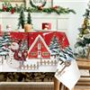 Frigg Tovaglia Natalizia Rossa 6 Posti 180x140cm, Poliestere Natale Tovaglia Antimacchia, Sottopiatti Natalizi Stampata Con Pupazzo Di Neve e Pino, Decorazioni Natalizie Per La Casa Centro Tavola Natalizio