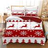 AVJWWD Set di biancheria da letto natalizia con Babbo Natale e alce, motivo con renna, con federe, decorazione natalizia, set regalo (Natale A, 200 x 200 cm)