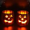 Capgoost 2 Pezzi Candele LED Halloween, Zucche Decorative Autunnali Candele, Candela halloween Senza Fiamma, Lumini LED Batteria, Halloween Decorazioni Tavola per Interni Festa Carnevale