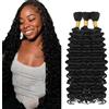 Tuheerst 30 30 30 Pollici Deep Wave Bulk hair for Braiding 1B Natural Black capelli umani 3 Bundles/Pack No Weft Premium Braiding Hair Extensions for Boho Braids With Minimal Tangle