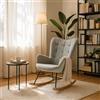 MEUBLE COSY Poltrona Relax, Sedia a Dondolo Confortevole in Tessuto con Gambe in Legno e Metallo per Soggiorno