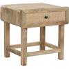 DRW Comodino a 1 cassetto in legno di mango e rattan naturale, 51 x 40 x 51 cm