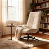 MEUBLE COSY Poltrona Relax da Salotto, Sedia Girevole Moderna e Confortevole con Schienale Reclinabile, Altezza Regolabile, Tessuto Morbido, Gambe in Metallo, Beige
