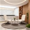 MEUBLE COSY Poltrona Reception Girevole con Schienale Alto, Sedia da Riunione Attesa Confortevole in Tessuto Morbido con Struttura in Metallo, Beige