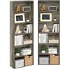 Furinno Jaya - Set di 2 librerie a 6 ripiani, 9,5 x 24,6 x 71 cm, per casa, ufficio, soggiorno, rovere francese