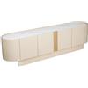 DRW Mobile tavolo TV con 4 ante in legno in beige 180 x 40 x 48 cm