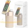 COLSUR Cassa Bluetooth Caricabatterie wireless Altoparlanti Bluetooth con luce notturna, stazione di ricarica wireless 2 in 1 per iPhone 16/15/14/13/12 Series AirPods Pro/4/3/2-Beige