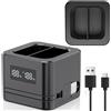 LIFEMOI Caricabatterie ad anello aggiornato, un caricatore compatibile con batterie ad anello, display digitale a LED, doppia ricarica, per Ring Doorbell Camera 2/3/4, 3Plus, Spotlight Camera e Stick Up Cam
