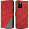 SONWO Cover per Xiaomi Poco M4 PRO 5G Custodia, Flip Caso in PU Pelle Case Cover Premium Portafoglio Custodia per Xiaomi Poco M4 PRO 5G, Slot per Schede, Supporto Stand, Rosso