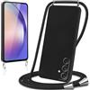 Knrlqim Cover per Samsung Galaxy A54 5G con Cordino Custodia con Laccio Collana Tracolla Collo Corda Regolabile Liquido Silicone Antiurto AntiGraffio Protettiva Case per Samsung A54 5G 6,6,Nero