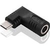 KUOQIY 65W PD USB C a DC Adattatore, Jack DC 6.0x3.7 mm Ingresso a USB-C Type-C Angolo 90 Gradi Spina di Alimentazione Adattatore di Ricarica, per Telefono, Laptop