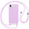 Vauki Custodia per iPhone 16E Cover con Cordino,Viola Silicone Antiurto TPU Morbido Case Corda Collana Necklace Regolabile Stylish con Catena Ultra Sottile Cover per iPhone SE4,Viola