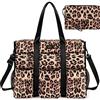 IBFUN Utility Tote Bag con tasche esterne e interne Zip Top insegnante Tote Bag per insegnante/studente/lavoro donne, L-marrone leopardato, Large