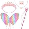 AUYAO Ali di Farfalla per Bambini, Costume Farfalla Bambina Farfalla Fata Ali Ali da Fata, Costumi Fata Ala per Bambini, Butterfly Wings Costume Cosplay Fornitura Halloween Carnevale(5 Pz-Rosa Chiaro)