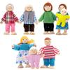 APRRMLIZW Felice Famiglia Di Bambole Di Legno Set, 8 Pezzi Casa Delle Bambole In Finta Accessori Di Legno Piccole Dollhouse Famiglia Persone Figure Per Finta Casa Delle Bambole Accessori Regalo