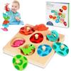 AMFUN Set Puzzle Dinosauri in Legno per Bambini, 2 Pezzi Puzzle Bambini e Tangram, Educativi Puzzle ad Incastro, Puzzle Legno con Maniglie, Gioco Montessori per Bambini 1 2 3 4 Anni
