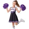 LOLANTA Costume Cheerleader Bambina,Raggaze Vestito Carnevale Cheerleadering con Pompon(8-9 Anni,Nero,Tag 140)