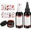 HOWAF Sangue Finto Halloween Lavabile, Sangue Finto Spray, Gel, Liquido & Tatuaggi Ferite per Trucco Halloween Make Up, Zombie Vampiro Costumi
