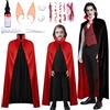 Puddry Costume Halloween Vampiro per Bambino Donna Uomo, Mantello da Vampiro Dracula Bambino Adulto, Costume Vampira per Halloween e Cosplay
