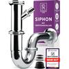M. ROSENFELD HOME Sifone universale per lavandino e lavabo con attacco per elettrodomestici - Montaggio semplice + Regolabile in altezza + Tubo di scarico standard da 1 1/4 + Rosa a parete + Manicotto in gomma Sifone