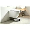 Schwänlein WC Senza Bordi Con Coperchio, Sospeso in Ceramica, Moderno Set a Forma di D (Bianco)
