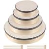 MAHIONG Confezione da 4 tamburi a mano, 4 misure con 4 bacchette per apprendimento del ritmo, spettacoli musicali, feste e appassionati di percussioni, 15,2 cm, 17,8 cm, 20,3 cm, 25,4 cm