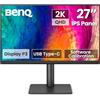 BenQ PD2706QN Monitor 27 2K QHD (2560x1440) per progettisti, IPS, 95% P3, 100% sRGB/Rec.709, 90W USB-C, 100Hz, calibrazione software, Daisy Chain (MST), pannello nano opaco antiriflesso, regolabile
