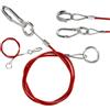Your Day Mate Cavo di sicurezza per rimorchi, 2 set, cavo d'acciaio da 1 metro x Ø 2,5 mm con moschettone e doppio anello, carico di rottura 250 kg, in rosso, per tutti i tipi di rimorchi e caravan frenati
