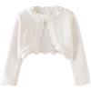 Mjjsk Coprispalle a maniche lunghe per ragazze, cardigan semplice con un bottone, alla moda, lavorato a maglia, cappotto leggero casual morbido lavorato a maglia, bianco, 6-12 Mesi
