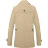 Generic Trench da uomo in tinta unita giacca lunga casual in cotone primavera autunno blazer classico elegante trench cappotto invernale leggero giacca a vento cappotti casual all'aperto con tasche, Beige, XL