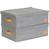 LOVE !T STORE !T LOVE IT STORE IT Premium Set di 2 Scatola per Armadio con Coperchio M - In Tessuto Lino - Set di 2 Pezzi Contenitore Medi - Robusti - Grigio - 50x33x16 cm Ciascuna