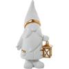 DRW Figura di un Elfo con Lanterna in Ceramica in Bianco e Oro 24x16x45 cm