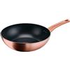 Lagostina Rosé, Wok Antiaderente Ø 28 cm, Colore Oro Rosa | Rivestimento Titanium, Indicatore di Calore Thermo-Signal, Manico Rivettato, Compatibile con Induzione