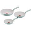 Lagostina Salvia, Set Padelle e Pentole Antiaderenti Ø 20/24/28 cm, 3 Pezzi | Corpo in Alluminio 100% Riciclato, Rivestimento Mineralia, Indicatore di Calore Thermo-Signal, Manico Rivettato, Induzione