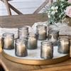 Kate Aspen, Set di 8 portacandele vintage in vetro e portacandele votive, motivo giglio, colore grigio fumo