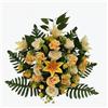 DRW Centro di fiori artificiali per matrimoni, chiese, cimiteri con rose arancioni liliums beige 60x60x30 cm